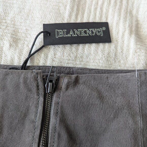 NWT Blank NYC Leather Suede Skirt, Gray, Side Zip Mini Moto Size 30 - Picture 3 of 5